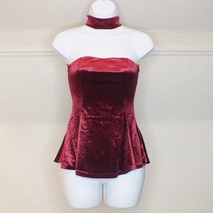 Eye popping Velvet strapless choker top